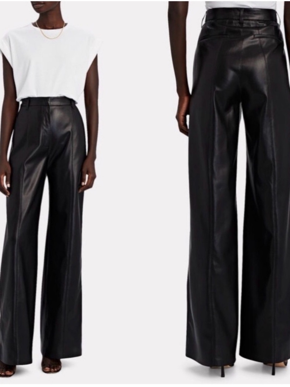 Nanushka Cleo Buttery Soft Vegan Leather High Rise Wide Leg Pants Black S